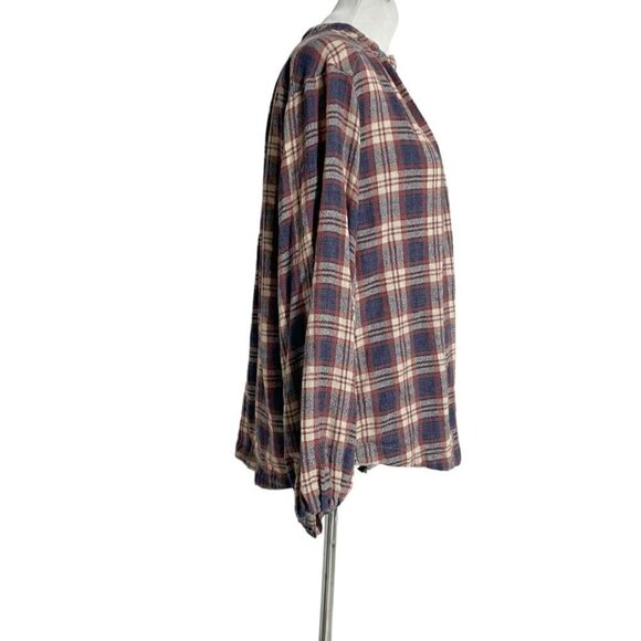 Free People Size XS  Top Blouse Button Down Shirt Plaid - Picture 4 of 7